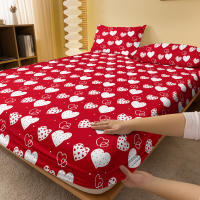 Sábana Ajustada Moderna Y Simple En Color Mate Con Diseño De Corazón Funda De Cama Impresa Para Dormitorio Sin Almohadillas - details 2