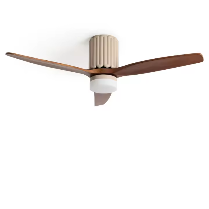 LEDKIA LIGHTING Ventilador de Techo con luz Silencioso DC Asteri Madera Oscura Mando a Distancia Grande (más de 20 m²) 132 cm Beige - 1