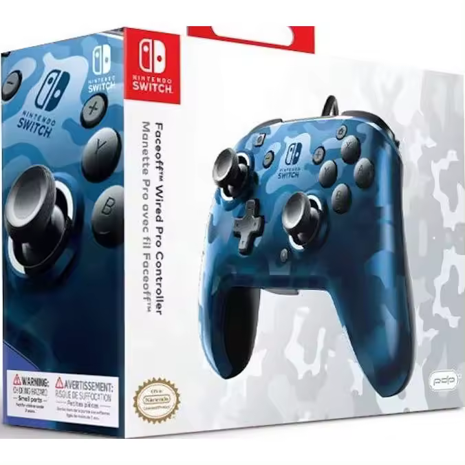 PDP Faceoff Deluxe+ Azul, Camuflaje USB Gamepad Analógico/Digital Nintendo Switch, Nintendo Switch Lite, Nintendo Switch OLED - 1