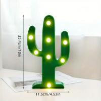 Lámpara De Noche En Forma De Cactus Verde Operada Por Batería Mini Lámpara De Mesa Para Decoración De Habitación Montaje En Pared Material Plástico - details 2