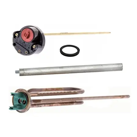 KIT REPARACIÓN TERMO ELECTRICO RESISTENCIA CURVA 1200W + ANODO MAGNESIO + JUNTA GOMA + TERMOSTATO VARILLA 270mm - 1