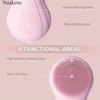 Cepillo eléctrico limpiador facial, exfoliante de silicona para el rostro, cepillo de limpieza facial para hombres y mujeres, cepillo de limpieza de masaje de vibración con temperatura constante recargable - details 1
