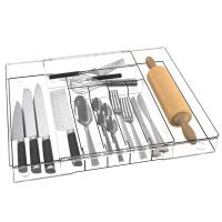 Organizador De Cajón De Cucharas Ajustable En Negro Para Cocina Expansible Soporte Para Utensilios Y Platos De Estilo Clásico - details 1