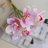 6Pcs/Lot Flores Artificiales De Seda Orchid Magnolia Cymbidium Para Decoración De Casa Fiesta De Primavera Y Bodas - details 9