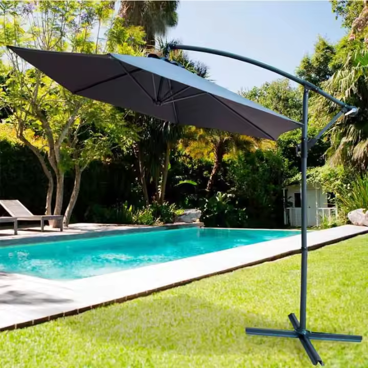 Parasol lateral Banana Aktive Garden con manivela gris Ø300x245 cm - 1