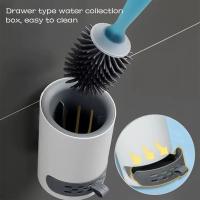 Juego De Cepillo De Inodoro Para El Hogar Con Soporte Montado En La Pared Silicone Recargable Para Limpieza De Esquinas Herramientas De Baño - details 2