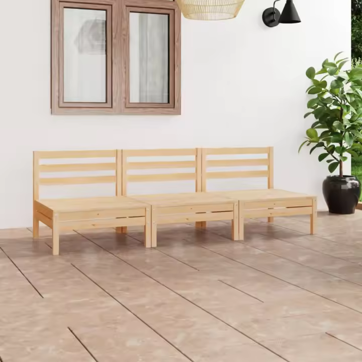 vidaXL Juego de muebles de jardín 3 piezas madera maciza de pino - 1