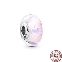 Nueva Joya De Moda 925 Plata Esterlina Con Encanto Murano Flor Rosa Galaxia Azul Y Estrellas Adecuado Para Pulsera Original Regalo Para Mujer - details 3