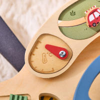 Juguete Educativo Montessori Volante De Coche De Madera Con Multifunciones Para Bebés Juego De Tablero Ocupado Regalo Para Niños Desarrollo Sensorial Tema De Transporte - details 10