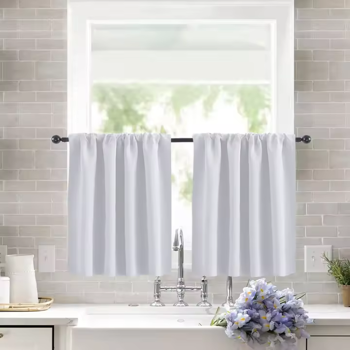 Cortina Corta De Blackout En Color Sólido Para Sala De Estar Baño Cocina 100% Poliéster Decoración Moderna Y Simplicidad - 1