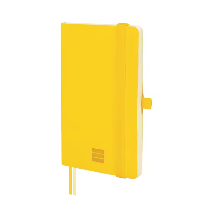 Finocam - Cuaderno Nexo Tapa Blanda con 72 Hojas Microperforadas Ideal para Escribir y Dibujar | Cuaderno con bolsillo interior, dos cintas punto, anilla portabolígrafo y cierre con goma elástica – Color Amarillo - 1