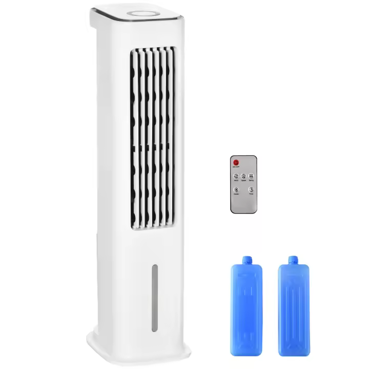 HOMCOM Enfriador de Aire 75W Altura 86 cm Oscilante con Control Remoto Depósito 5L 3 Modos 3 Velocidades Temporizador 12h y Pantalla LED Táctil 23x29x86 cm Blanco - 1