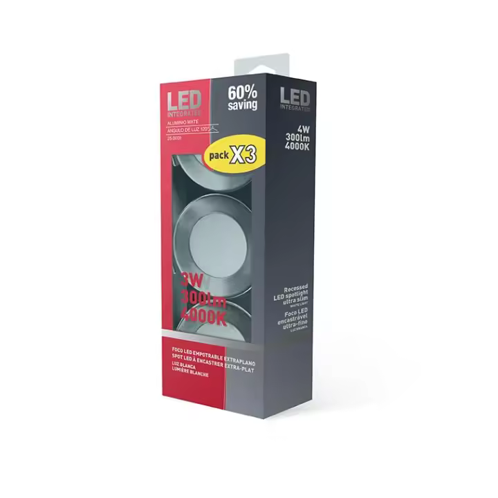ORION91 PACK 6 FOCOS LED EMPO.EXTRAPL.RED.ALUM.MATE 3W 300lm DIAM85 120º 4000K 25000H - 1
