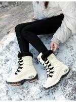 Botas De Invierno Para Mujer Con Peluche Y Plataforma Impermeables Cómodas Para Caminar En Nieve Botas De Tobillo Con Cierre De Lazo - details 1