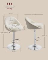 Taburete de Bar, Juego de 2, Regulable en Altura, Giratorio 360°, Silla de Cocina con Respaldo, Base de Acero, Reposapiés, para Mostrador y Comedor - details 6
