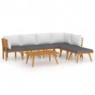 VIDAXL 3087006 conjunto mobiliario para el jardín fabricado en madera de acacia con cojines color gris y blanco vida xl - 1