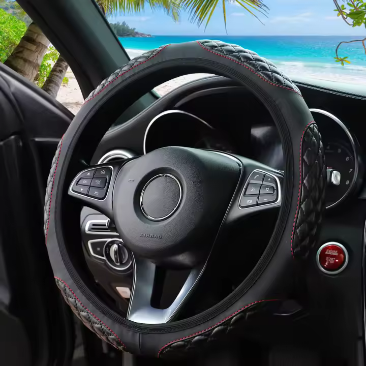 Cubierta De Volante De Coche Artificial De Lobo Suave Y Cómoda Para 14.5-15 Pulgadas Sin Anillo Interior Estilo Estéreo - 1