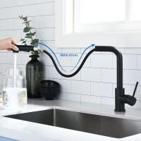 BIT Mezclador de cocina con ducha extraíble, Monomando, rotación de 360°, 2 modos de ducha Grifo para fregadero de cocina - Negro - details 1