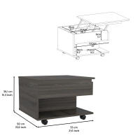 TUHOME Mesa de Centro Elevable Luanda, con ruedas , Carbon Madera manufacturada Salón-Mesas - details 1