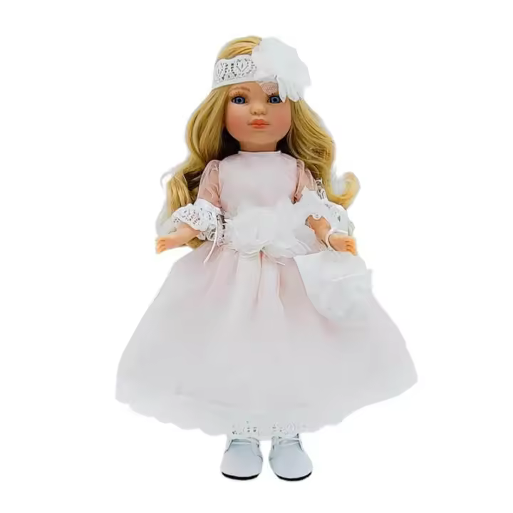 Folk Artesanía Muñeca Colección Simona 40 Cm. Modelo 2023 100% Vinilo Vestido Comunión o Fiesta Lujo Edición Especial Limitada. Fabricada en España. - 1