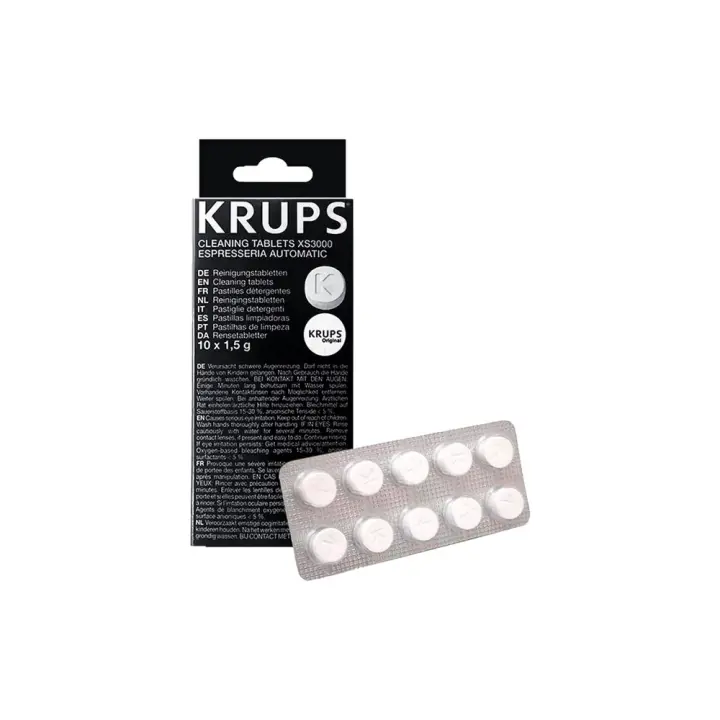 Krups Descalcificador Cafetera XS300010 Pastillas Descalcificadoras Cafetera, Pastillas Krups Limpieza Cafetera, 1,5 gr x 10 unidades - 1