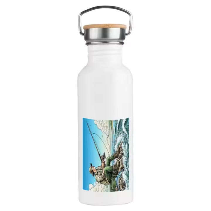 MERCHANDMANIA BIDON 750 ML ACERO INOXIDABLE ESTILO RETRO deporte pesca pescador agua peces playa deporte deportivo botella senderismo - 1