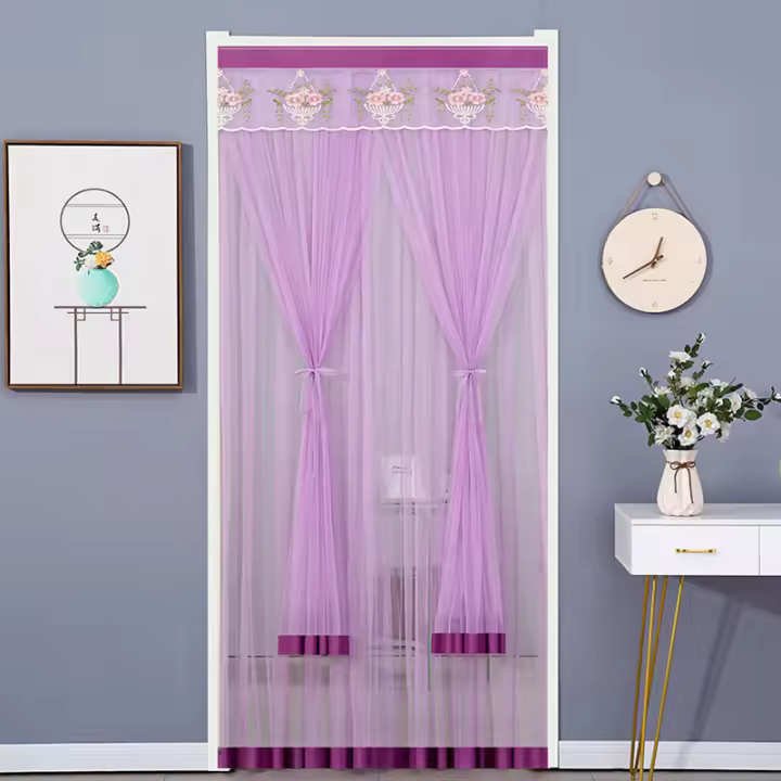 Nueva Cortina De Puerta Para El Verano a Prueba De Mosquitos Lace Lateral Fly Para Dormitorio Cocina Doble Capa Cortinas Translúcidas - 1