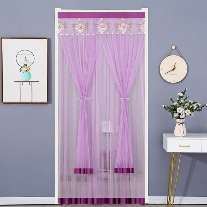 Nueva Cortina De Puerta Para El Verano a Prueba De Mosquitos Lace Lateral Fly Para Dormitorio Cocina Doble Capa Cortinas Translúcidas - 1