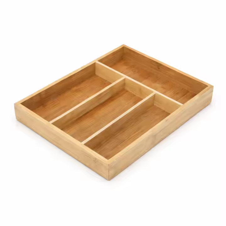 STARLEY-Organizador de Cubiertos Bambú (25x33Cm),organizador de utensilios de cubiertos, organizador de cubiertos en cajón, bandeja organizadora de cubiertos - 1