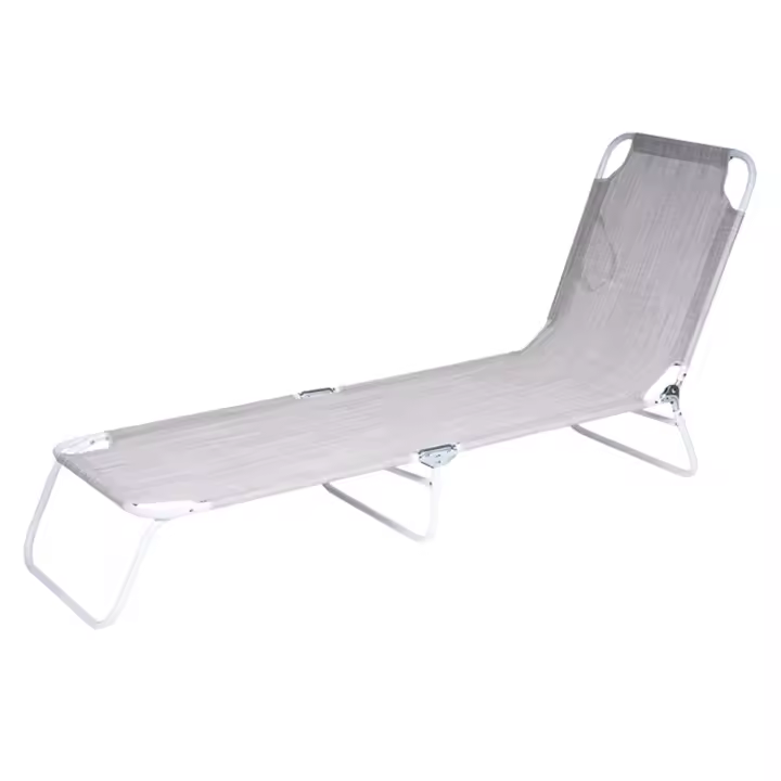 Tumbona plegable portátil con soporte ajustable en 3 posiciones y Asas de Transporte Tumbona de tela de textileno y Estructura de Maple Ideal para Playa Jardín camping y piscina Gris - 1