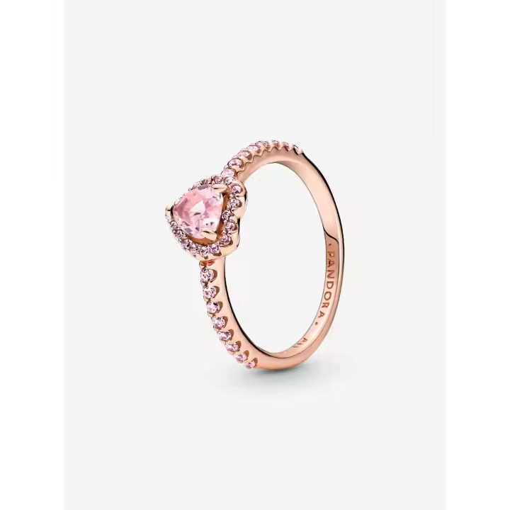 Brillante Elevado - Baño de Gold Rose de 14K Pandora - Anillo Corazón - 1