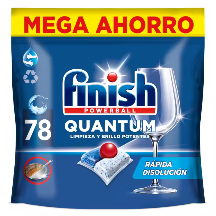 Finish Powerball QUANTUM REGULAR Pastillas para Lavavajillas, Limpieza y Brillo Potentes, Aroma Regular, Rápida Disolución, Elimina Grasa Incrustada, Profesional - 1