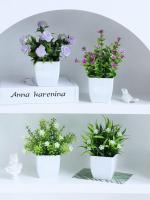 Plantas de Flores Artificiales, Pequeñas Plantas Artificiales en maceta,Flor Falsa,4 Piezas Mini Plantas Artificiales with Metas Pequeñas Plantas Falsas with Flores para Mesa Oficina Mesa Sala Baño Decoración Interior - details 5