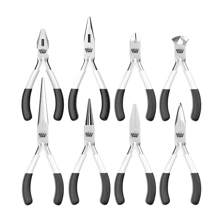 Set De 8 Herramientas De Joyería De Acero De Carbono Mini Pinzas De Joyería Nariz Plana/Nariz Fina 5 Pulgadas Kit De Herramientas Manuales - 1
