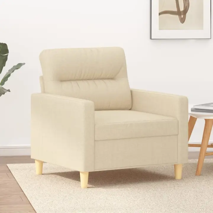 vidaXL Sillón de tela color crema 60 cm - 1