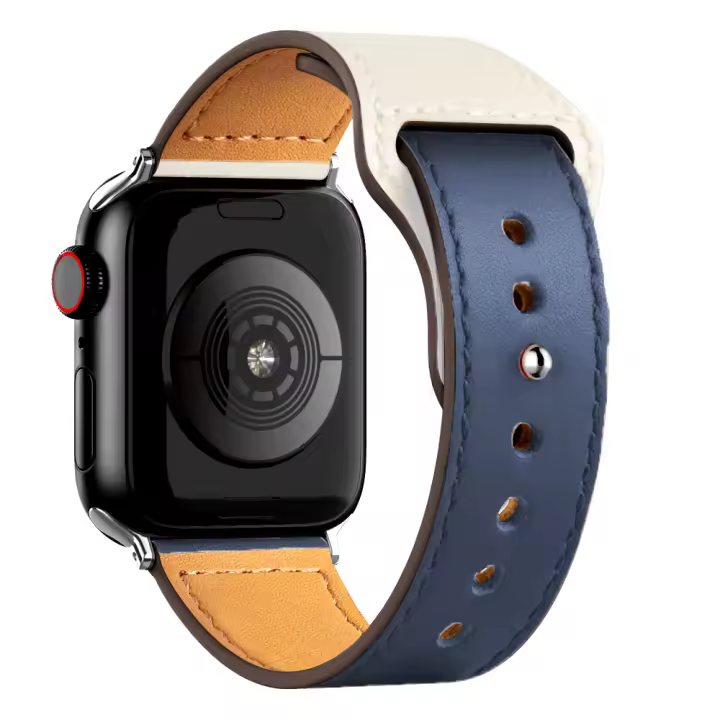Correa De Cuero Para Apple Watch Compatible Con Series 3 4 5 6 SE 7 8 Ultra Tamaños 38mm 40mm 41mm 42mm 44mm 45mm Accesorio Para Reloj iWatch - 1