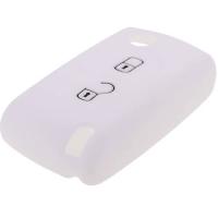 Banner - Funda silicona mando llave del coche 2 botones compatible con Peugeot blanco