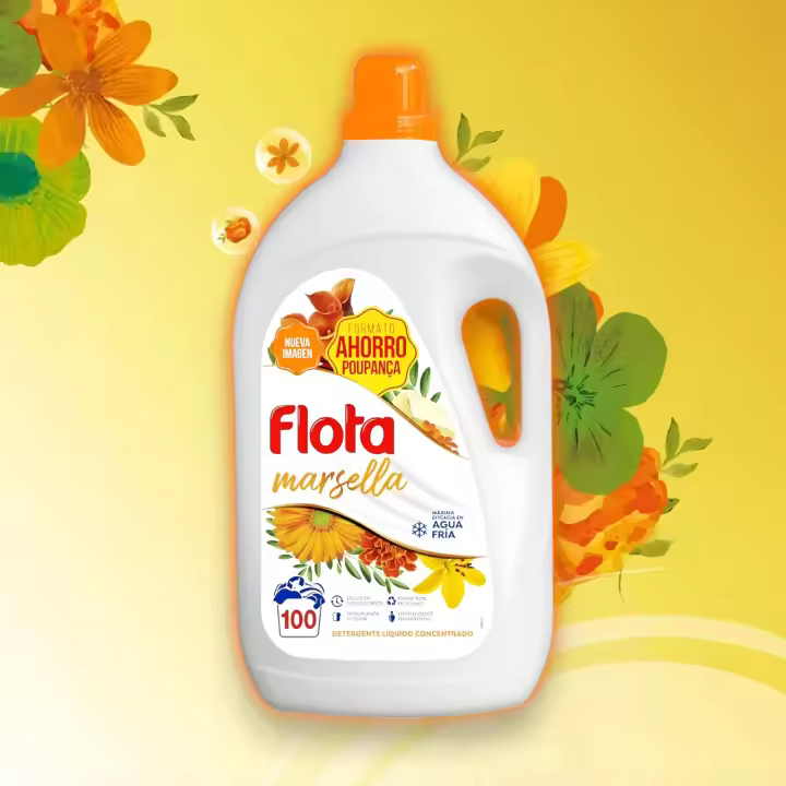 Detergente Liquido Concentrado FLOTA Marsella - 5 Litros  100 Lavados - Máxima Eficacia en Agua Fría - Ideal para Ropa Blanca y de Color - Pack de 2 Unidades - FLOTA. - 1