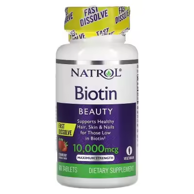 Biotina de Disolución rápida 10.000mcg (Máxima concentración) Fresa, de Natrol - 1