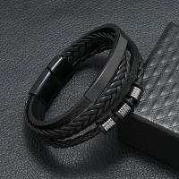 Pulsera De Cuero Multicapa Para Hombre Joyería Punk Rock Accesorios De Moda Regalo Para Cónyuge Estilo Hip Hop - details 2