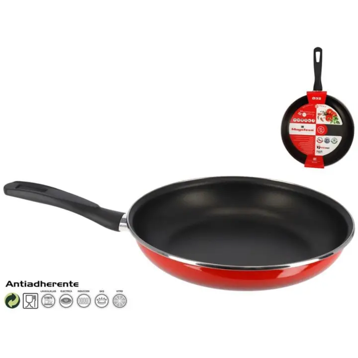 Sartén 18 ,20, 22,24,26, 28,30 y 32 cm Antiadherente Megafesa Maple Vitrificado en Rojo ,Compatible con Inducción y Lavavajas. Tamaños para Elegir. Enviado desde España - 1