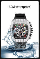 Reloj De Lujo Para Hombre ONOLA Diseño De Moda Con Diamantes Inlaidos Resistente Al Agua Mecánico Automático Material De Correa De Silicona - details 10