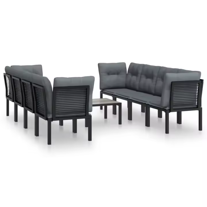 vidaXL Juego de muebles de jardín 9 pzas ratán sintético negro y gris - 1