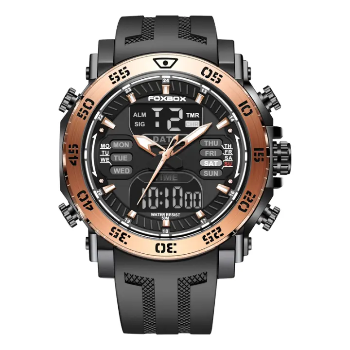 Reloj Militar Digital Para Hombre FOXBOX 50m Impermeable Con Pantalla LED Reloj De Pulsera Deportivo Cuarzo Grande Reloj Masculino - 1