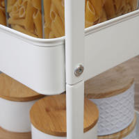 HOMCOM Carrito de Cocina con Ruedas Carro de Almacenamiento con Cajón Extraíble 2 Cestas y Frenos para Baño Salón Dormitorio 43,9x30,5x75,6 cm Blanco - details 4