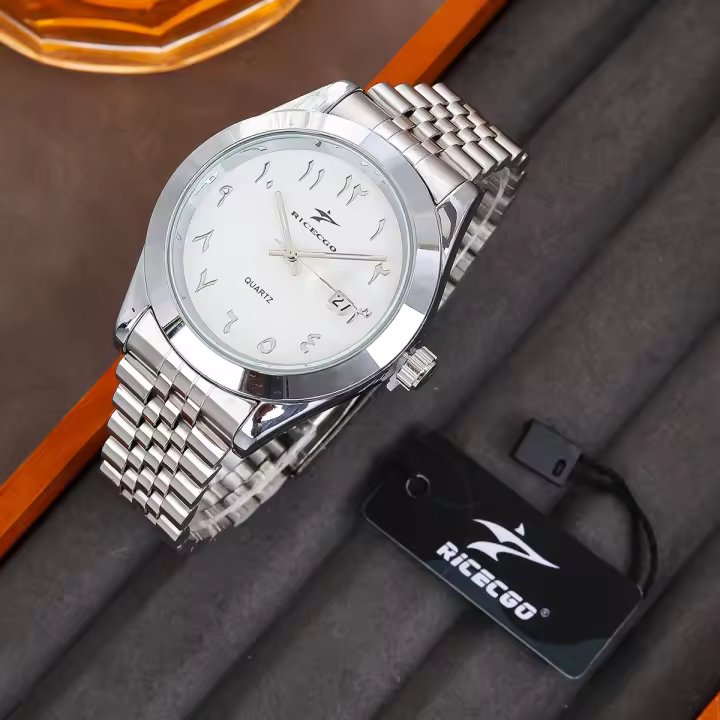 Reloj De Pulsera De Lujo Clásico Para Hombres Con Fecha Y Correa De Acero Inoxidable Deportivo Y Casual Con Marcas Arábigas Resistente Al Agua - 1