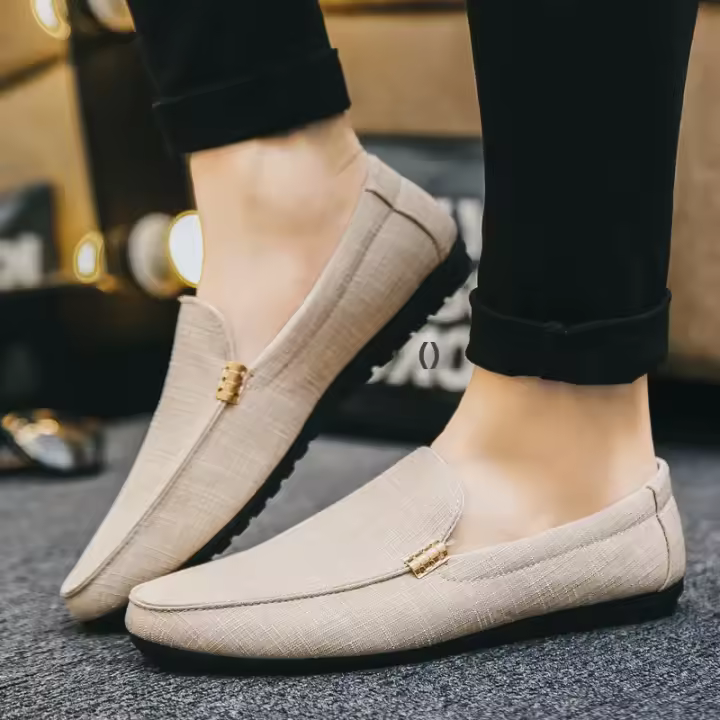 Zapatos Casuales Para Hombre Lona Slip on Loafers Moda Lujo Zapatos De Vestir Formales Para Boda Y Fiesta Talla Grande - 1