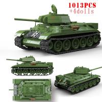 Bloques De Construcción Militar Sherman M4A3 Tanque Medio UK Churchill KV-1 Panzer IV T-34 Juguetes Educativos Para Niños Regalos Para Adultos - details 8