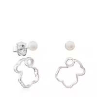 Pendientes de Oso Hueco de Plata de Ley 925, pendientes de moda personalizados, pendientes de mujer con incrustación de Perlas - details 6