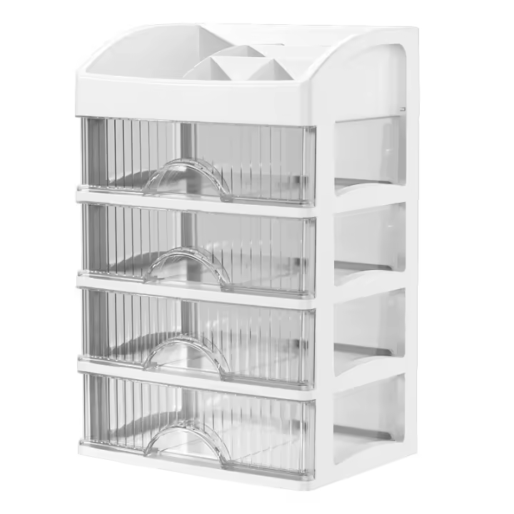 Organizador de maquillaje para tocador, organizador de encimera grande con cajones, almacenamiento de cosméticos para el cuidado de la piel, pinceles, sombras de ojos, lociones, lápiz labial, esmalte de uñas. Ideal para tocador, baño, dormitorio. - 1